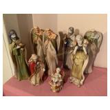 8 pc. Ceramic nativity, tallest is 10"