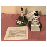 2 Danbury Mint lighthouses, w/COA