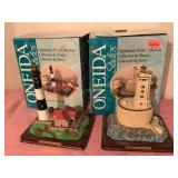 2 Oneida lighthouses w/info cards & boxes