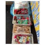 Misc crafting items, wood pieces, bells apples