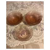 8 Pink glass bowls 5 1/4"d (grape pattern)