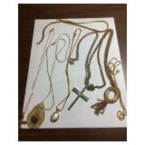 7 Gold & silvertoned necklaces, some gold filled