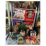 Christmas houses, some lighted, Santaï¿½s