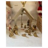 Nativity figures, ceramic, stable is 11" high
