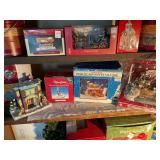 Christmas houses and figures lighted, bakery,