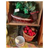 Contents of two shelves, plastics, serving