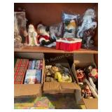 Contents 2 shelves porcelain and ceramic Santas,