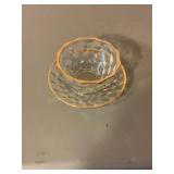 Fostoria glass, gold trim bowl and saucer 4 1/2ï¿½