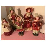 5 Paper mï¿½chï¿½Christmas Carolers, tallest is 12"