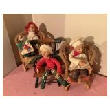 3 Kindle holiday figures w/chairs, 6"