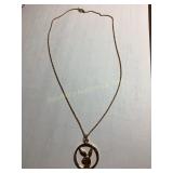 Playboy gold toned bunny logo necklace, 18"