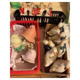 Porcelain pixies, geese, & Angels 4" tallest