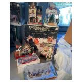 Christmas, houses and figurines, some lighted,