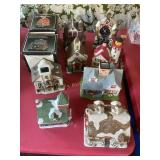 10 porcelain houses, church, Clocktower, Snow