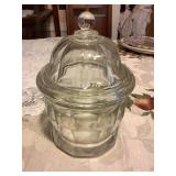 Lidded  glass apothecary jar 9"h