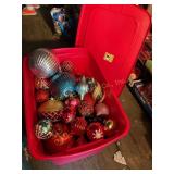 Misc. Christmas decor- large tree bulbs w/tote