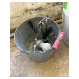 Galvanized  bucket with contents-  Vtg utensils,