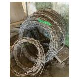 Misc. rolls of barbed wire, hardware cloth