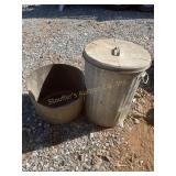 Galvanized, trashcan, and rubber tub