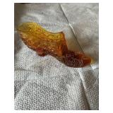 Fenton glass amber slipper 5.5" long