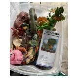 Misc dinosaur toys, latch hook rug NIB, etc in