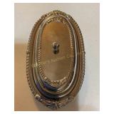 Silver plated butter dish w/ glass insert. 9" long