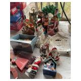 Misc. Christmas decor- ceramic figurines, tea