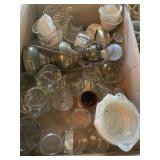 Misc glassware, sundae glasses, electric light etc