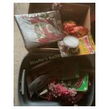 Misc floral, toy trains, angel food cake pan,