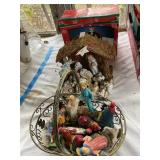 Holiday nativity w/box  & misc. figures, some