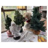 Misc. Christmas decor.- trees, Santa, etc. some