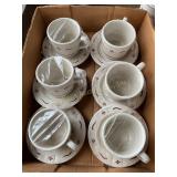 6 Sets Longaberger cups & saucers, woven