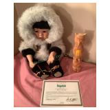 Nugaluk Porcelain Eskimo doll, Danbury Mint, 15",