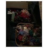 2 plastic totes with contents - Bows, florals,