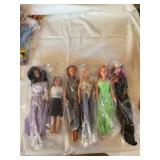 6 fashion dolls, 11" tallest