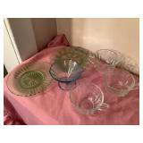 Misc sandwich glass- plates, cups, etc.