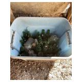 Misc. vtg bottles - 7up, liquor, etc. with tote