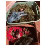 Holiday greens, some lighted, Christmas decor,