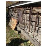 Metal chains, outside water faucet, metal rings