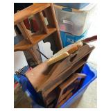 Misc. wood home decor w/tote - shelf with