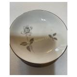 8 Queens Royal China Gray Rose fruit bowls,
