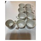 8 Queens Royal China Gray Rose Japan, tea cups & 1