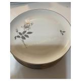 9 Queens Royal China Gray Rose dinner plates,