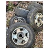 6 tires on rims, BF Goodrich, show wear