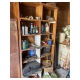 Wooden cabinet with contents, emergency road k