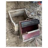 Wood frame box (no bottom) & Vtg wood box