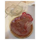 Glass footed bowl, 5" x 10ï¿½, holiday trays,
