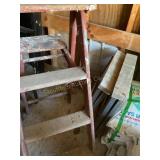 Wood step ladder 44" tall, sawhorses, step stools
