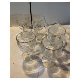 7 Etched, thumbprint pedestal goblets