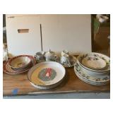 Christmas holiday plates, bowls, cups, trays, etc.